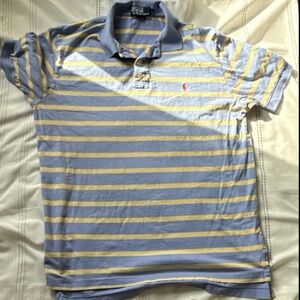 Polo Ralph Lauren Mens Large Blue Yellow Striped Short Sleeve